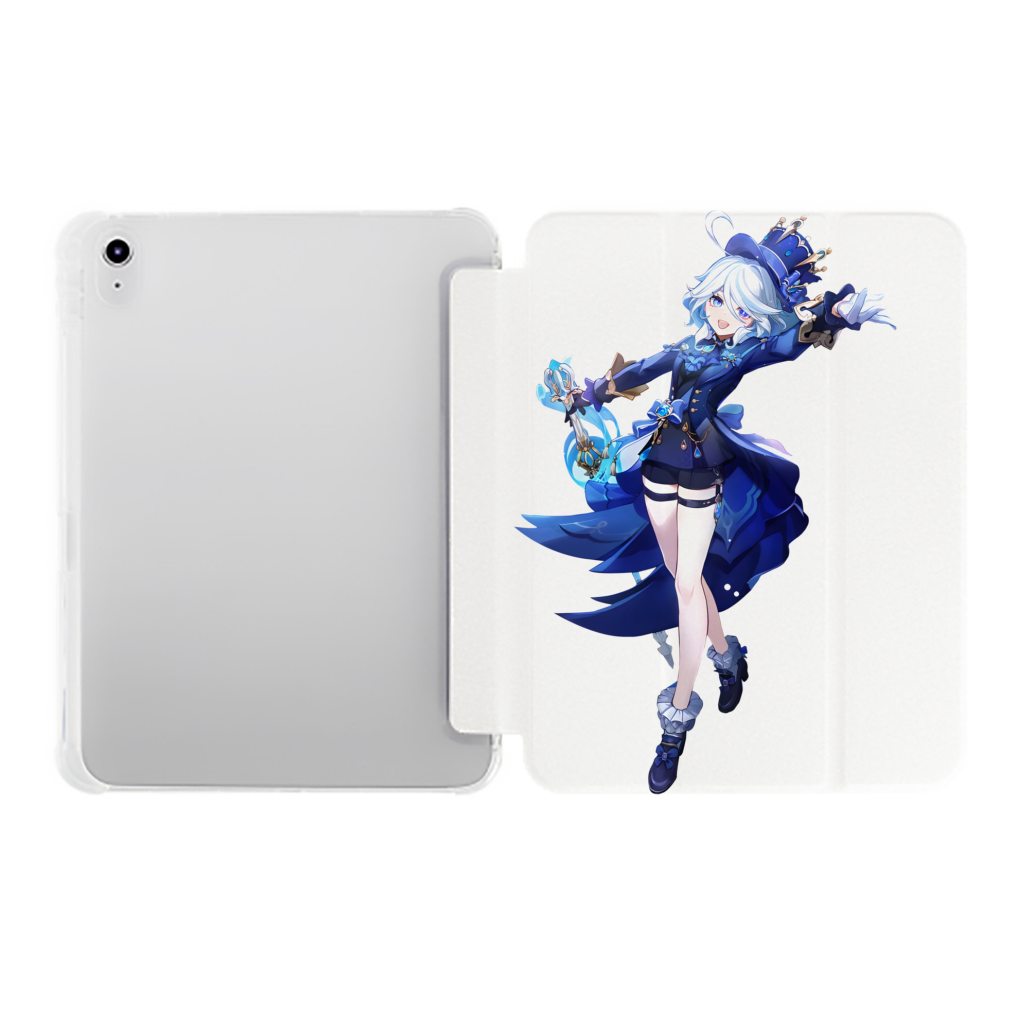 げんし神 フリーナ genshin Furina IPad ケース ペン収納付き 三つ折りスタンド PUレザー×シリコン 対応機種9.5/10.5/10.9インチ